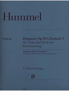HAL LEONARD Hummel, J.N. (Gertsch/Steiner): Potpourri, Op.94, ''Fantasy'' - Urtext (viola, and piano reduction)