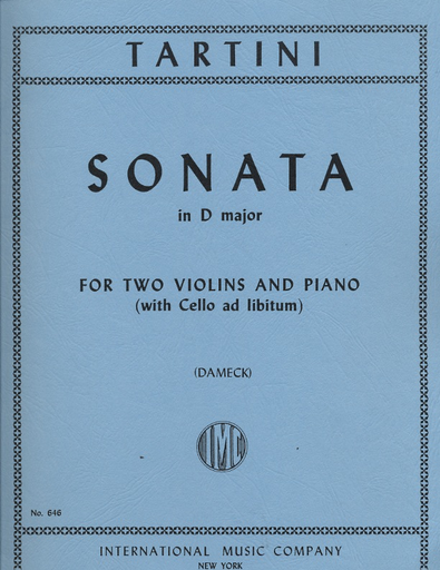 International Music Company Tartini (Dameck): Sonata in D Major (2 violins & piano: cello ad.lib.)