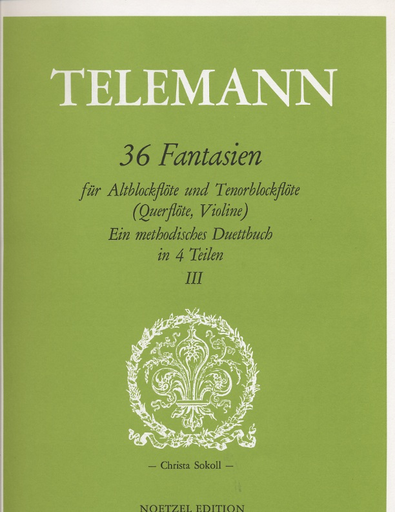 Telemann, G.P.: 36 Fantasias in 4 Volumes- Vol.3 #19-26 (2 violins)