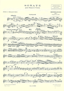 HAL LEONARD Mendelssohn, F.: Sonate Op.4 (violin & piano)