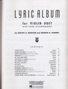 HAL LEONARD Whister, Harvey: Lyric Album (2 violins & piano)
