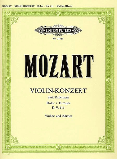 Mozart, W.A.: Violin Concerto No. 2 K. 211 (violin & piano)