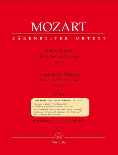 Barenreiter Mozart, W.A. (Mahling): Concerto No. 2 in D, KV 211 (violin/piano) Barenreiter Urtext