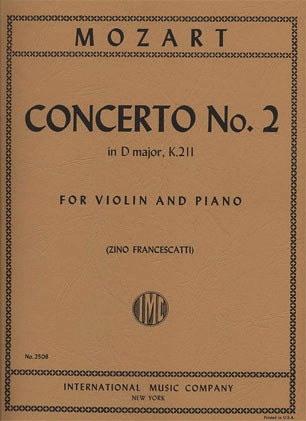 International Music Company Mozart, W.A. (Francescatti): Concerto No.2 in D KV 211 (violin/piano) urtext