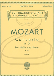 HAL LEONARD Mozart, W.A. (Franko): Concerto No. 3 in G Major, K. 216 (violin & piano) Schirmer