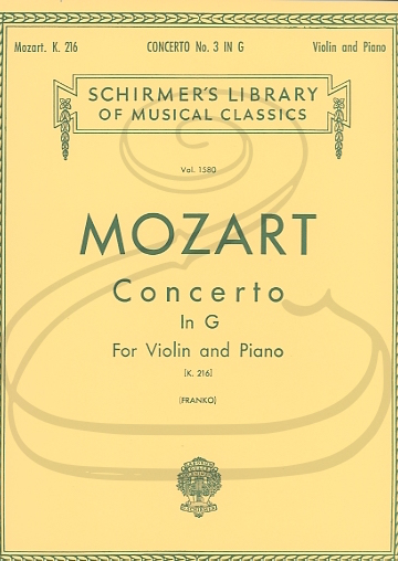 HAL LEONARD Mozart, W.A. (Franko): Concerto No. 3 in G Major, K. 216 (violin & piano) Schirmer