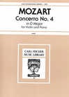 Carl Fischer Mozart, W.A. (Auer): Concerto No. 4 in D Major K.218 (violin & piano)