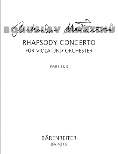 Barenreiter Martinu (Sommer): Rhapsody-Concerto (viola & piano reduction) Barenreiter