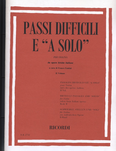 HAL LEONARD Fantini, Franco: Difficult Passages & Solos for Violin from Italian Opera Bk.2