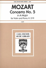 Carl Fischer Mozart, W.A. (Auer): Concerto #5 in A K.219 (violin & piano)