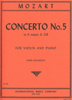 International Music Company Mozart, W.A. (Galamian): Concerto No. 5 in A K. 219 (violin & piano) IMC
