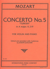 International Music Company Mozart: Concerto No. 5 in A major, K. 219 with Cadenzas by Joseph Joachim for violin and piano