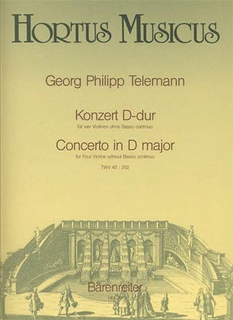 Barenreiter Telemann, G.P.: Concerto in D major (4 Violins) Barenreiter