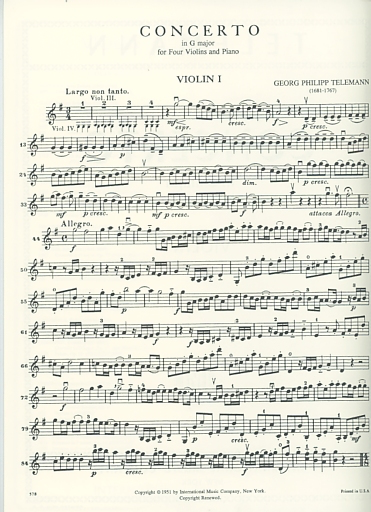 最高級 International Music G in Concerto G.P.: Telemann, Company その他