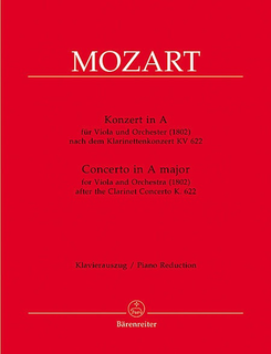 Barenreiter Mozart, W.A. (Hogwood): Concerto in A K622 (Viola & Piano) Barenreiter