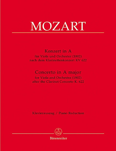 Barenreiter Mozart, W.A. (Hogwood): Concerto in A K622 (Viola & Piano) Barenreiter