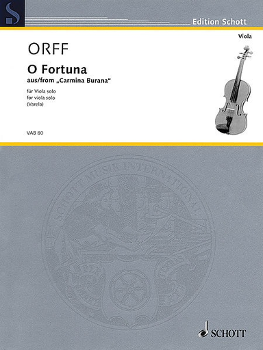 HAL LEONARD Orff, Carl (Varela) O Fortuna from Carmina Burana for Viola Solo