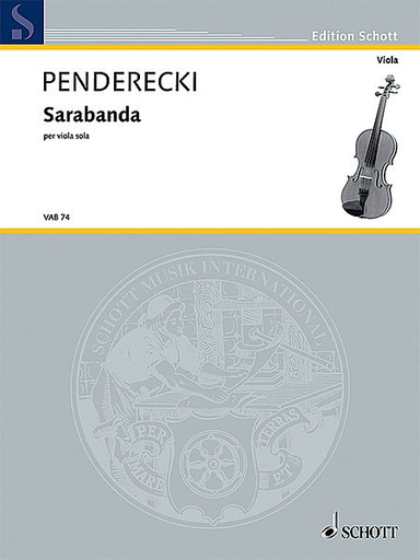HAL LEONARD Penderecki, Krzysztof: Sarabanda (solo viola)