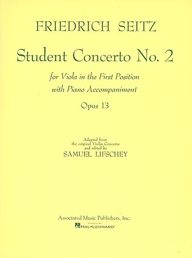 HAL LEONARD Seitz, F. (Lifschey): Student Concerto No.2, Op.13 (viola & piano)