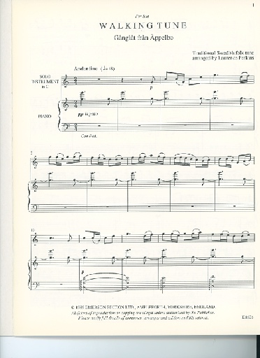 Carl Fischer Perkins, Laurence: Walking Tune-Swedish folk melody (violin & piano)