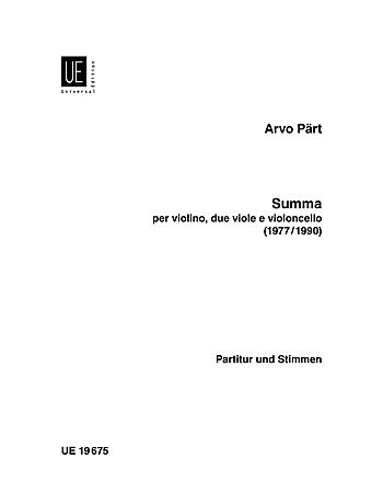 Carl Fischer Part, Arvo: Summa (violin, 2 VIOLAS & cello)