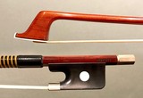 Brazilian LUAN RUY round Pernambuco cello bow, with half mounted nickel frog, BRAZIL