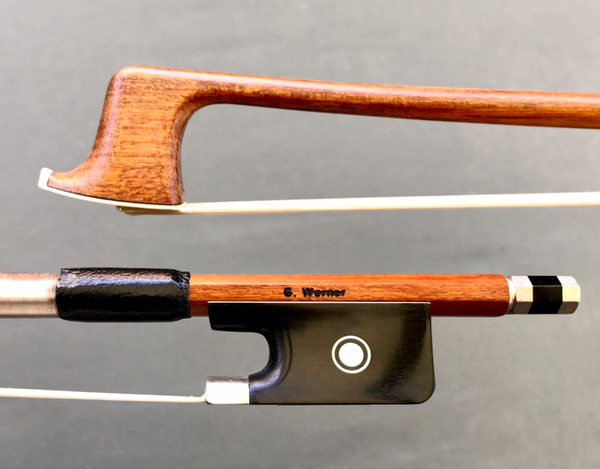 Werner G. WERNER 4/4 Pernambuco viola bow, nickel mounted ebony frog, round stick