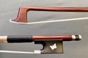 Czech JOS MARTIN 1/4 nickel violin bow, Butterfly design