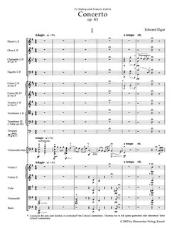 Barenreiter Elgar, Edward (Del Mar): Cello Concerto in E Minor Op.85 (study score) Barenreiter Urtext