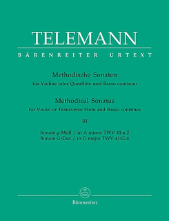 Barenreiter Telemann: Twelve Methodical Sonatas, Vol.3 A mi & G maj (violin & piano, cello) Barenreiter
