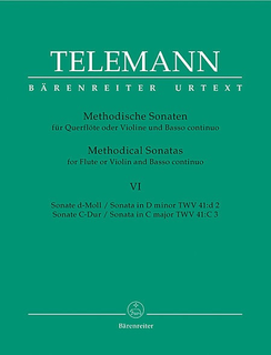 Barenreiter Telemann: Twelve Methodical Sonatas, Vol.6 D mi & C maj (violin & piano, cello) Barenreiter
