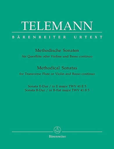 Barenreiter Telemann: Twelve Methodical Sonatas, Vol.5 E & Bb major (violin & piano, cello) Barenreiter