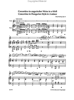 Barenreiter Rieding, O. (Sassmannshaus): Concertino in Hungarian Style in a minor, Op. 21 (violin & piano) Barenreiter