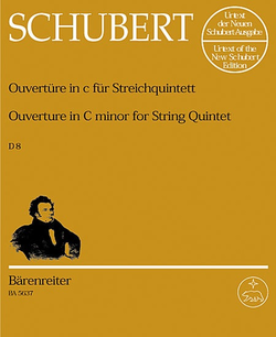 Barenreiter Schubert, Franz (Chusid): Overture in c minor Urtext (2 violins, 2 violas, Cello) Barenreiter