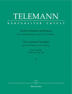 Barenreiter Telemann, G.P. (Hausswald): 6 Canonic Sonatas #1-3, Vol. 1, (2 Violins) Barenreiter