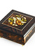 Giglio Asla Music box, burl walnut & rosewood, with inlaid lute, Magic Flute melody, Sorrento, ITALY