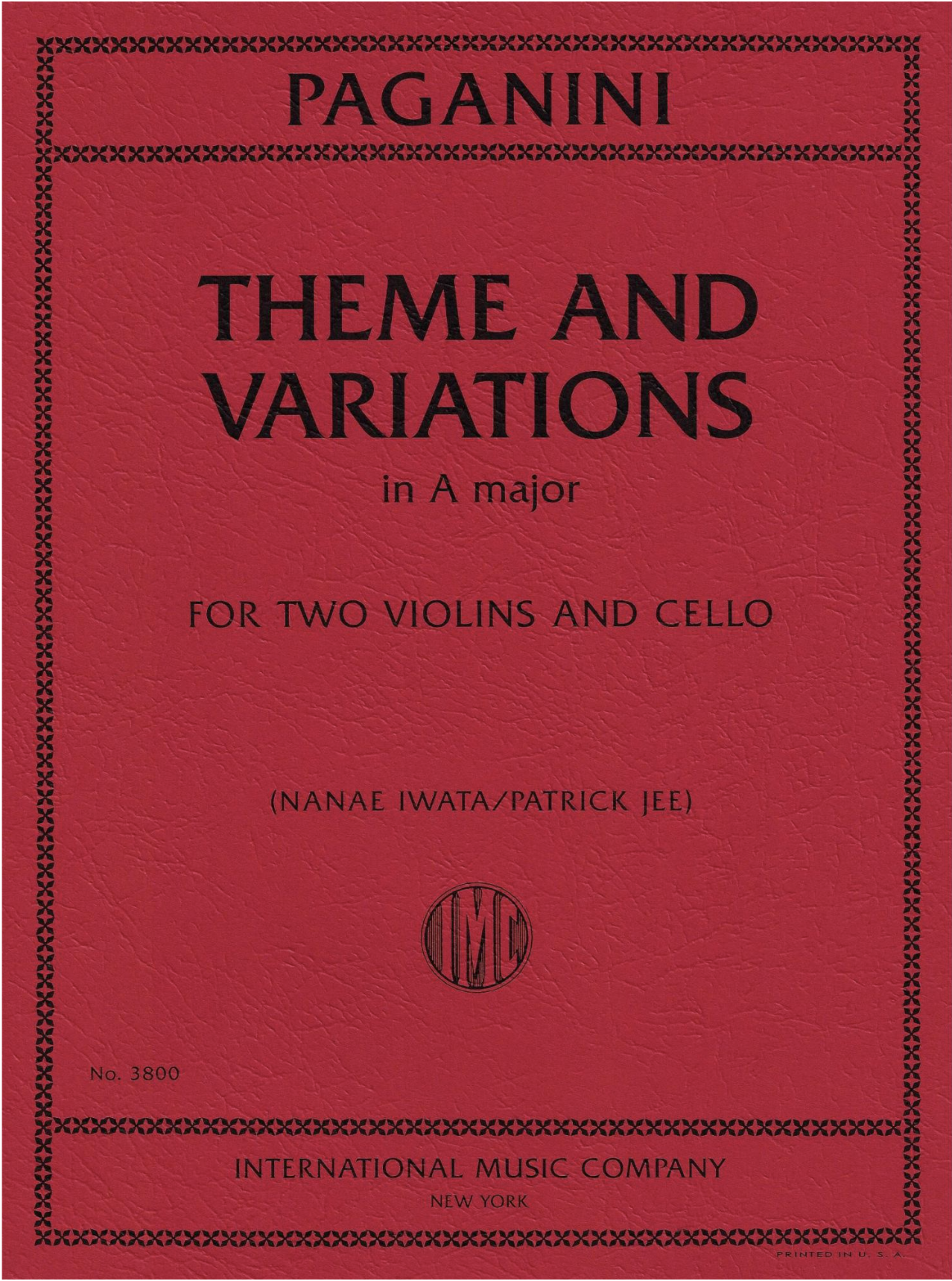 International Music Company Paganini (Jee, Iwata): Theme and Variations in A Major (two violins and cello) IMC