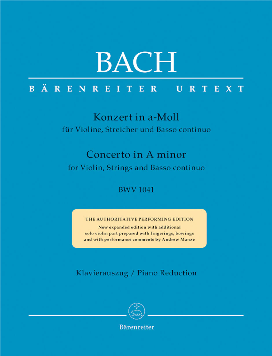 Barenreiter Bach, J.S.: Concerto in A minor BWV 1041 ( violin & piano) Barenreiter