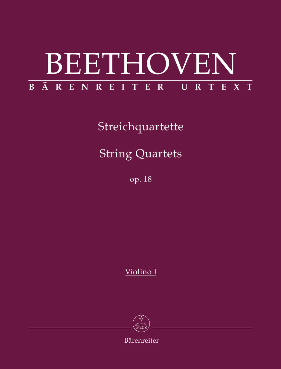 Barenreiter Beethoven (Del Mar): String Quartets, Op. 18, Nos.1-6 -URTEXT (string quartet parts) Barenreiter