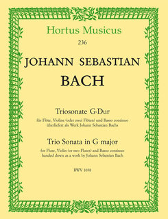 Barenreiter Bach, J.S.: Triosonate for flute, violin and Basso Continuo (keyboard & optional cello) Barenreiter