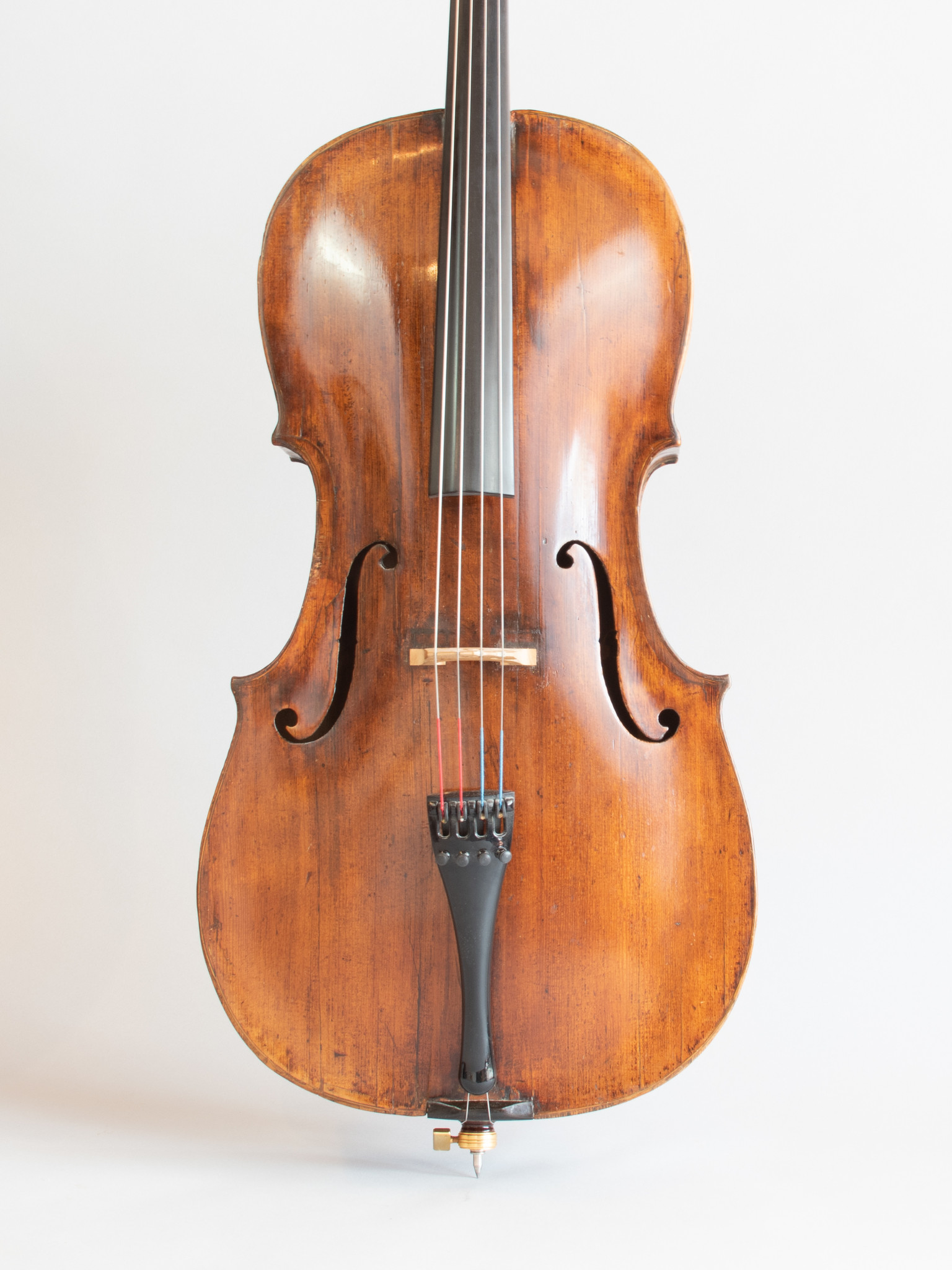 European Old European cello with cut-down top and back, unlabeled