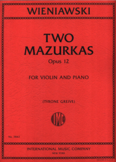International Music Company Wieniawski (Grieve): Two Mazurkas, Op.12 (violin and piano) IMC