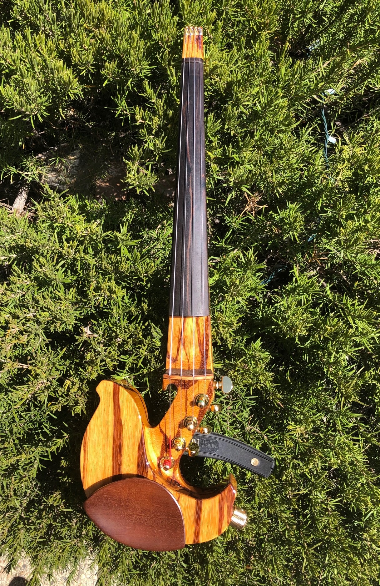 Jordan Music Jordan electric 4-string violin, Marblewood with Gold hardware and Starfish bridge with case, USA