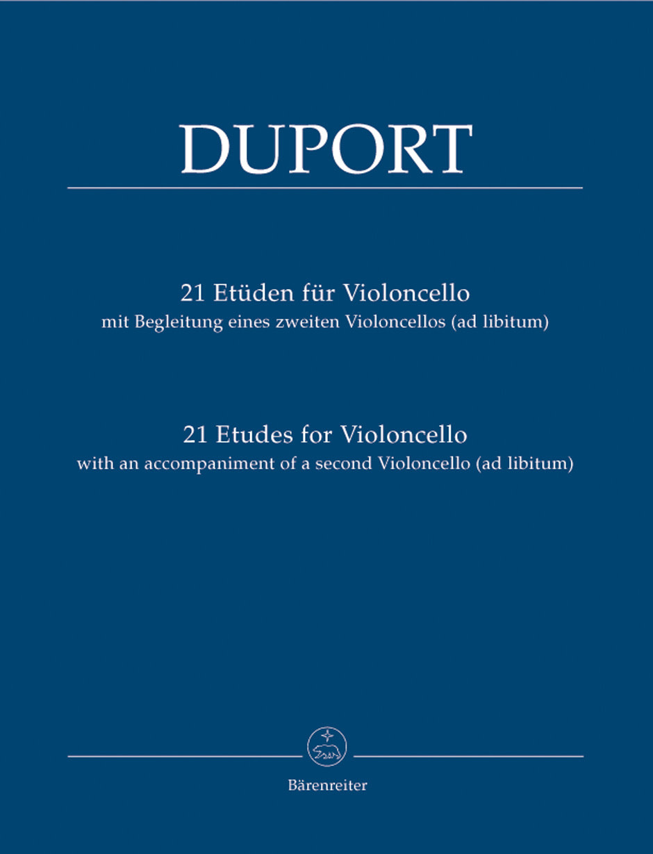 Barenreiter Duport, J.L. (Rummel): 21 Etudes for Violoncello with an accompaniment of a second cello.  Barenreiter