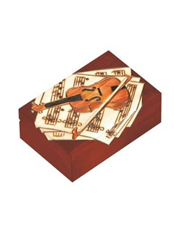 Mahogony-color wooden violin motif box, Poland