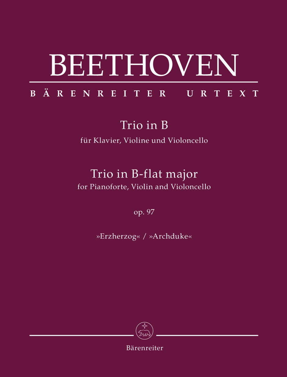 Barenreiter Beethoven, L. (Del Mar): Trio in B-flat major, op. 97 (violin, cello, piano) Barenreiter Urtext