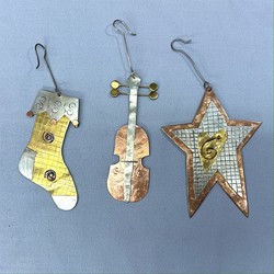 Pilgrim Ornament, Stocking, copper, silver and brass