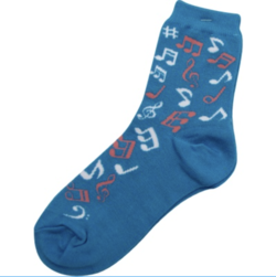 Multi-colored musical note socks (Unisex size 6-12) - Pink, White, and Blue available