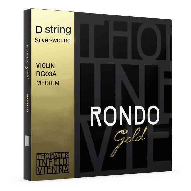 Thomastik-Infeld Rondo Gold violin D string, silver wound, medium, by Thomastik-Infeld, Austria