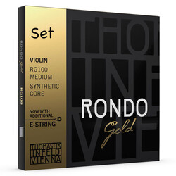 Thomastik-Infeld Rondo Gold violin string set, tin-plated E and gold-plated E, medium, by Thomastik-Infeld, Austria
